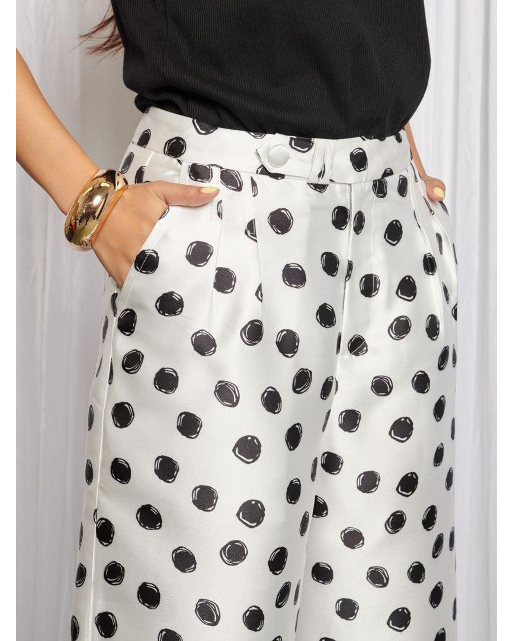 Sister Jane White Spot Wide Leg Trousers