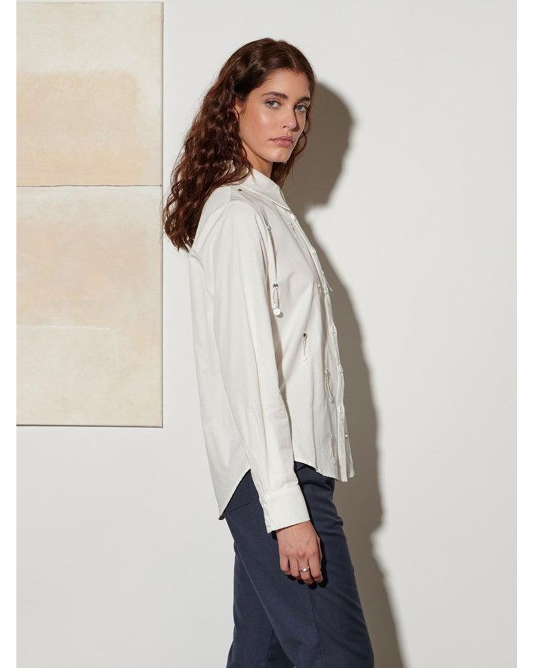Sister Jane White Ghospell Augusta Embellished Shirt
