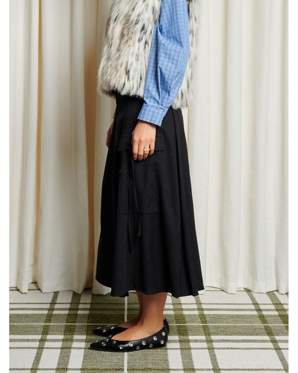 Sister Jane Blue Ghospell Fia Pleated Midi Skirt