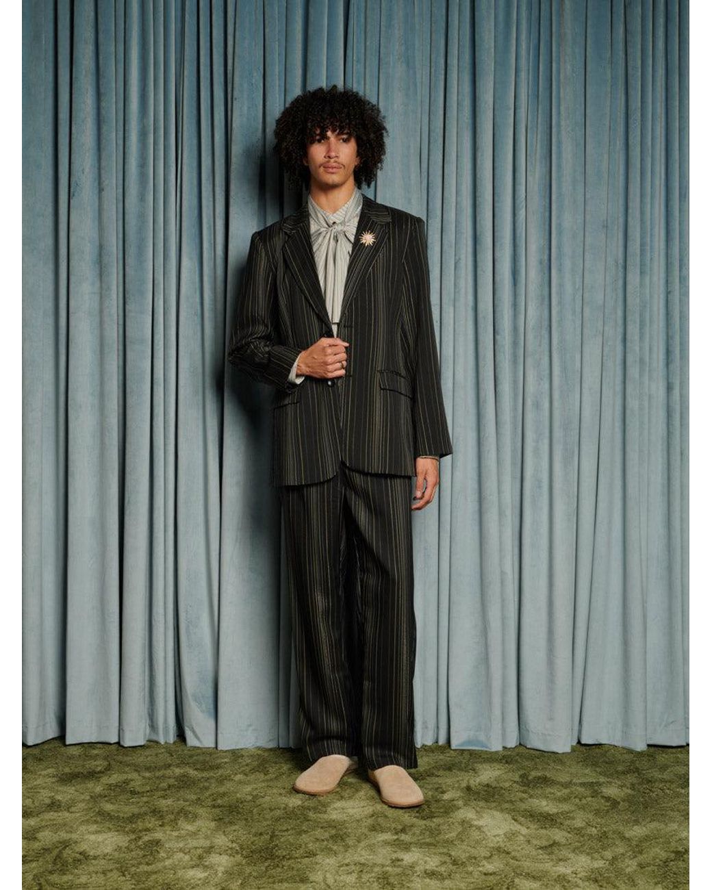 Sister Jane Gray Richie Stripe Single Breasted Blazer