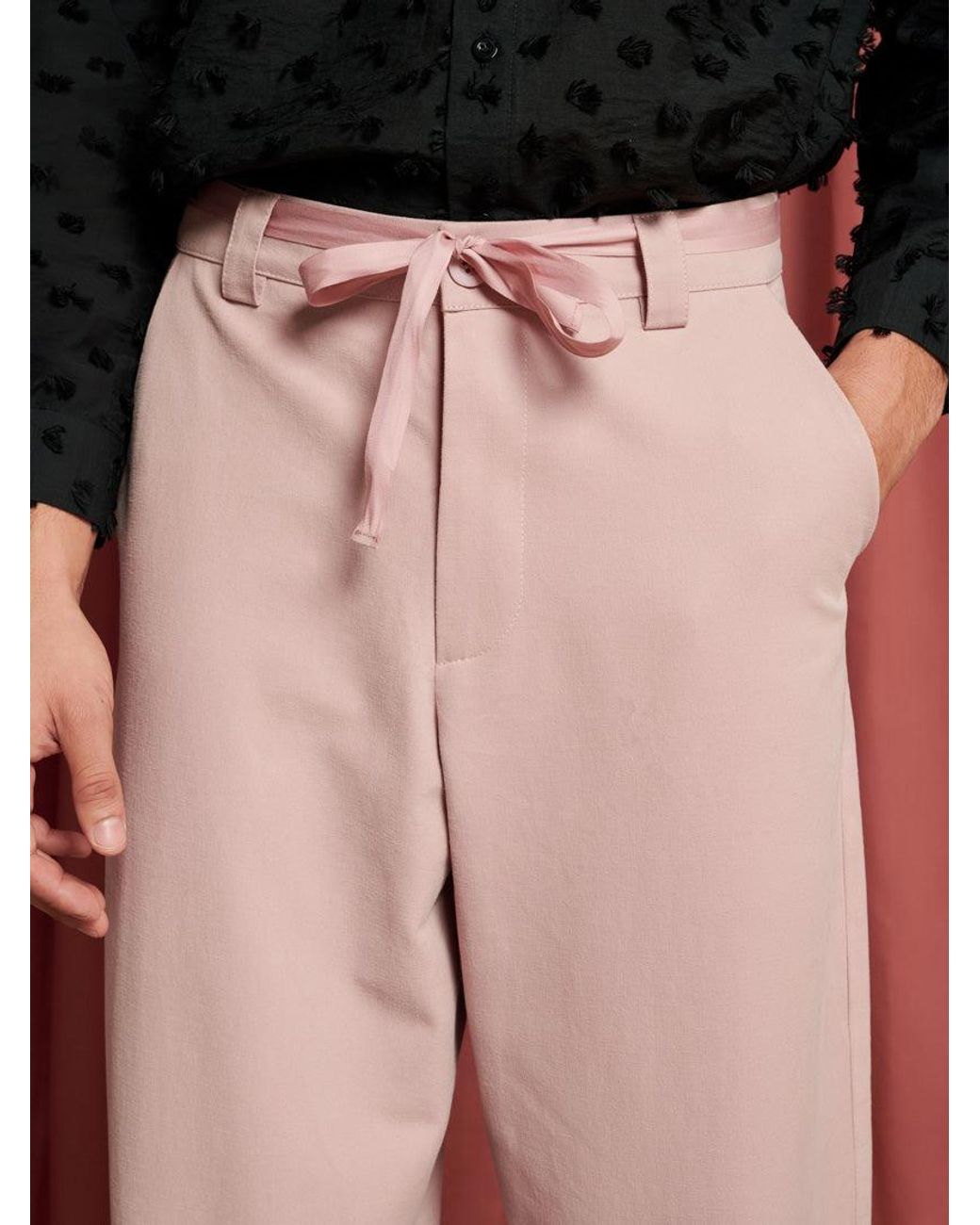 Sister Jane Pink Crane Waist Tie Trousers
