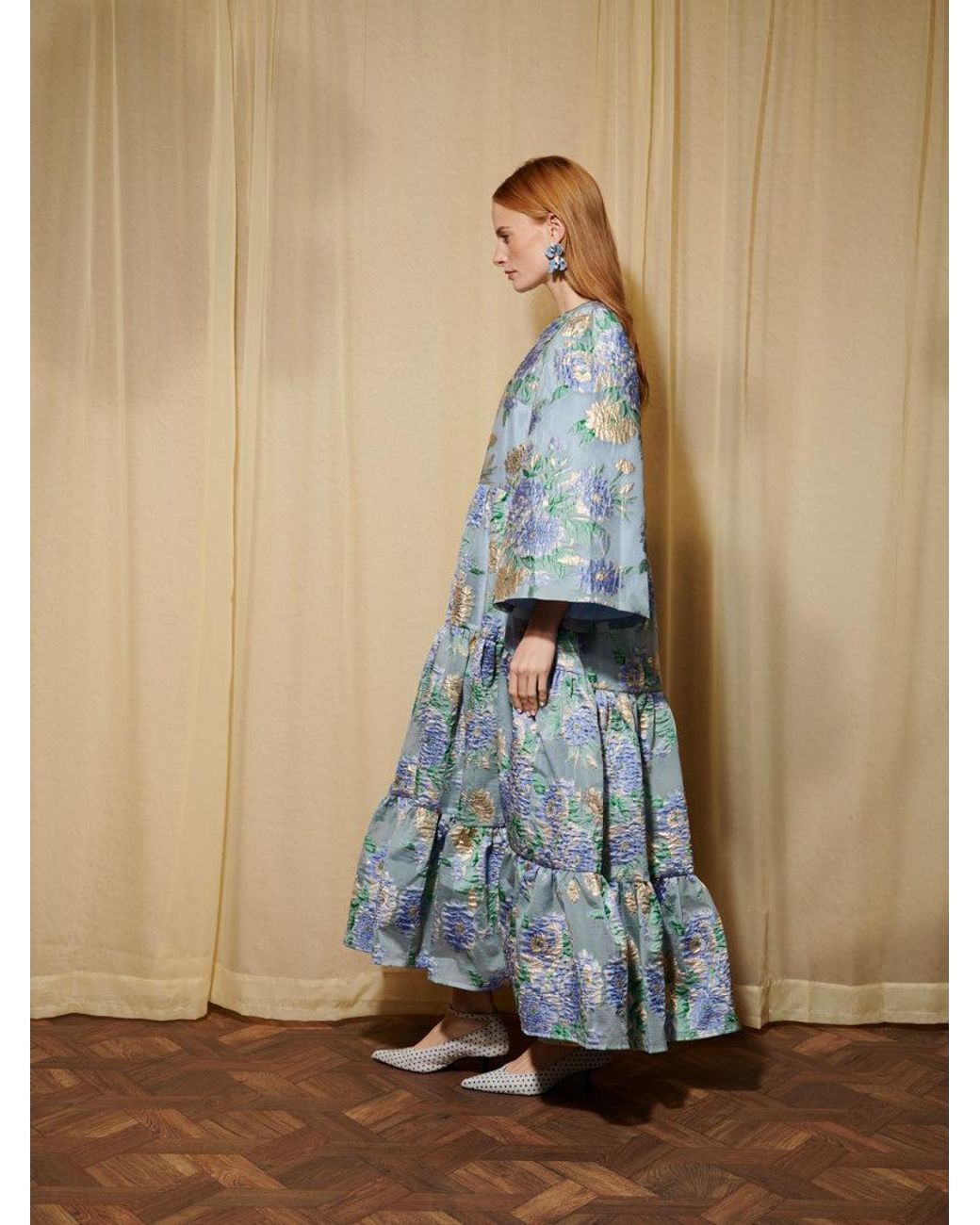 Sister Jane Dream Lilt Floral Jacquard Maxi Dress in Blue | Lyst