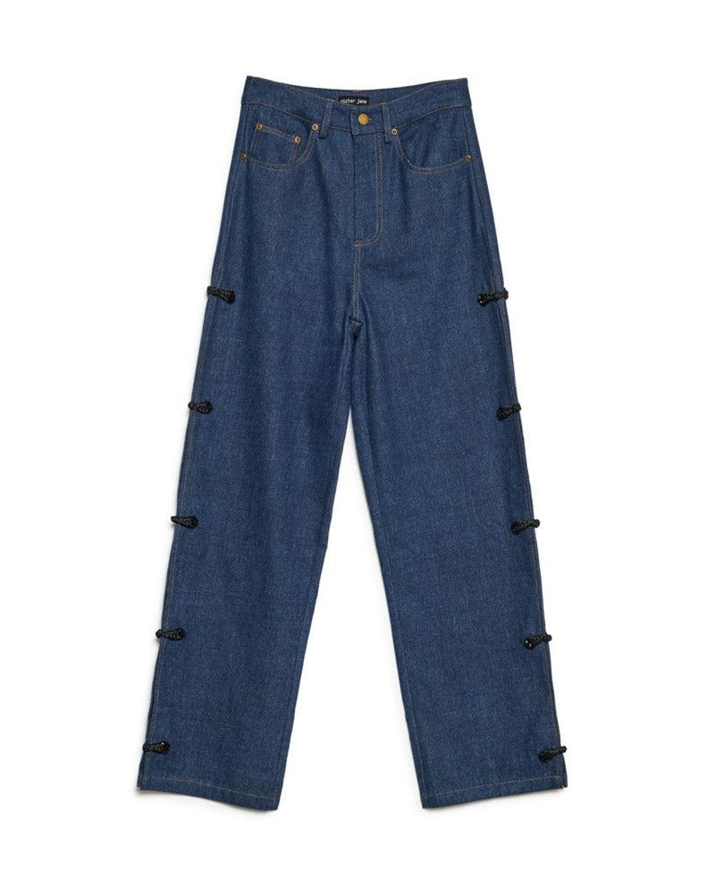 Sister Jane Blue Celeste Frog Trim Jeans