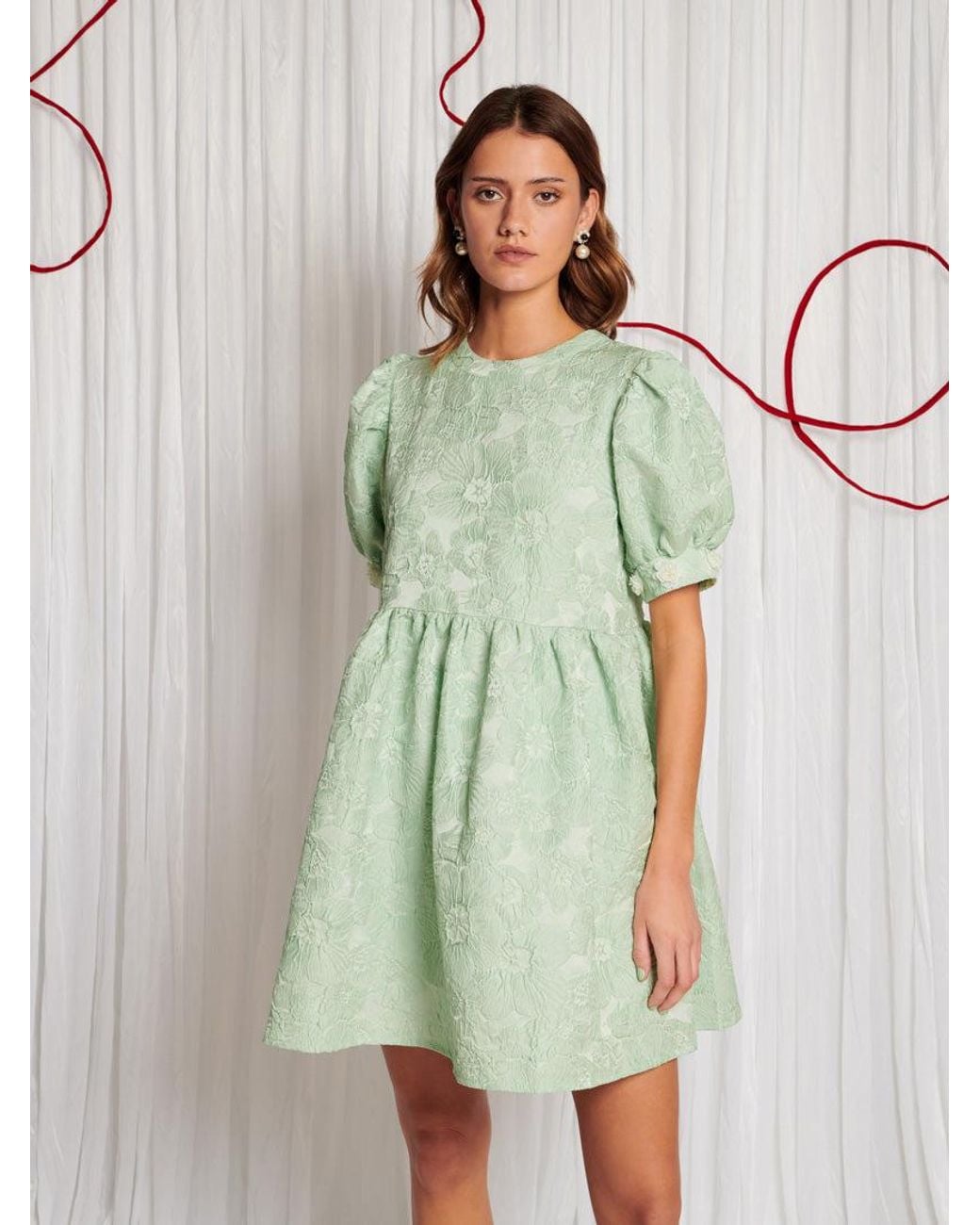 Sister Jane Dream Plume Jacquard Mini Dress in Green | Lyst