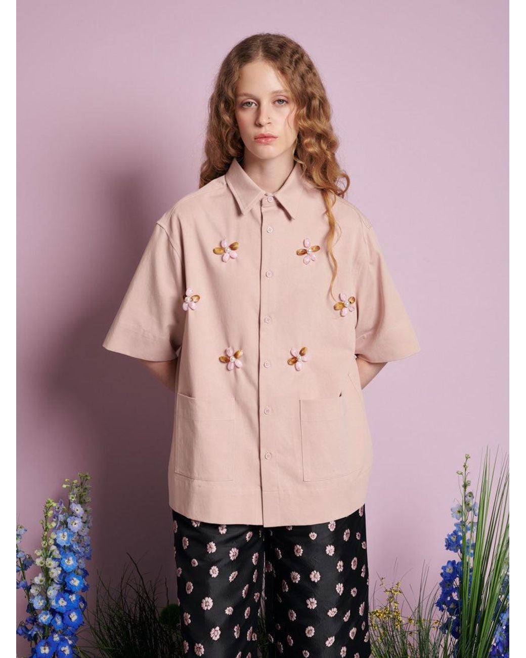 Sister Jane Red Glen Beaded Boxy Shirt