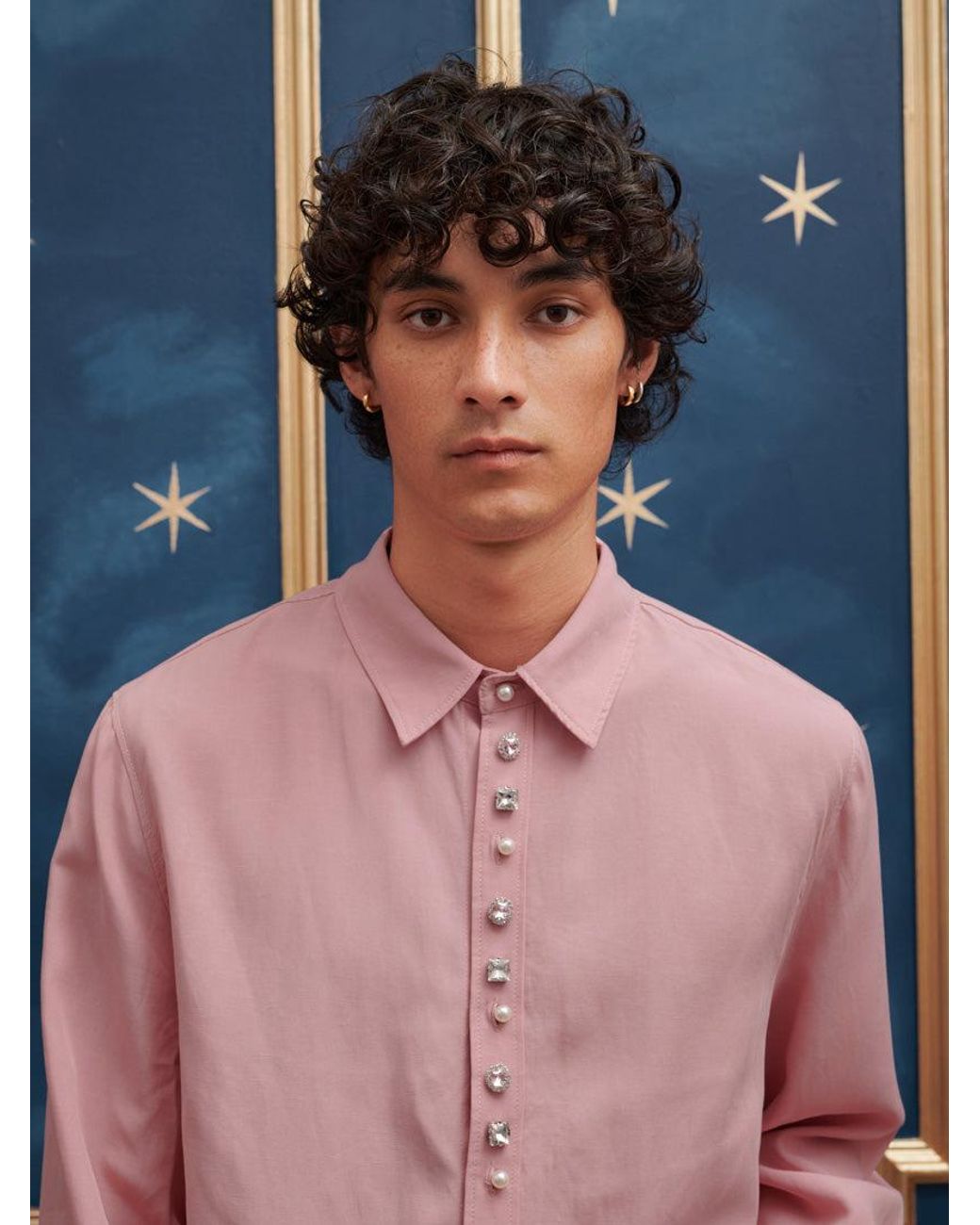 Sister Jane Blue Penny Bejewelled Placket Shirt
