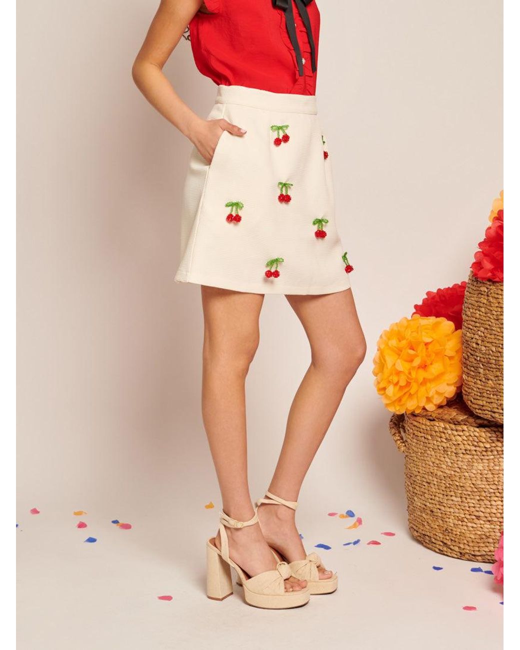 Sister Jane Orange Esperanza Embellished Tweed Mini Skirt