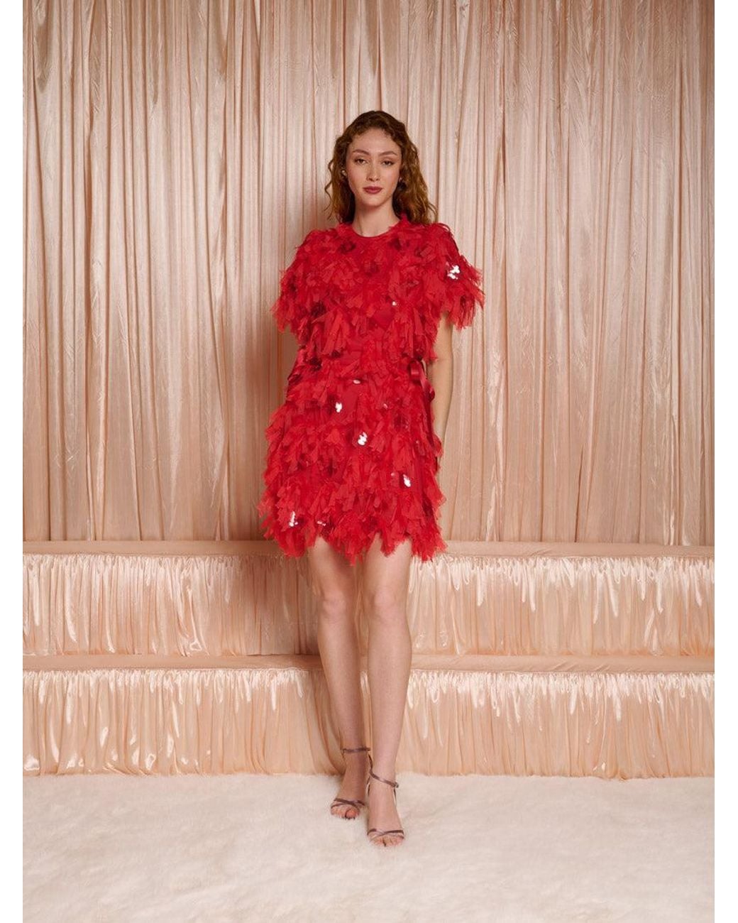 Sister Jane Red Dream Spectacle Texture Mini Dress