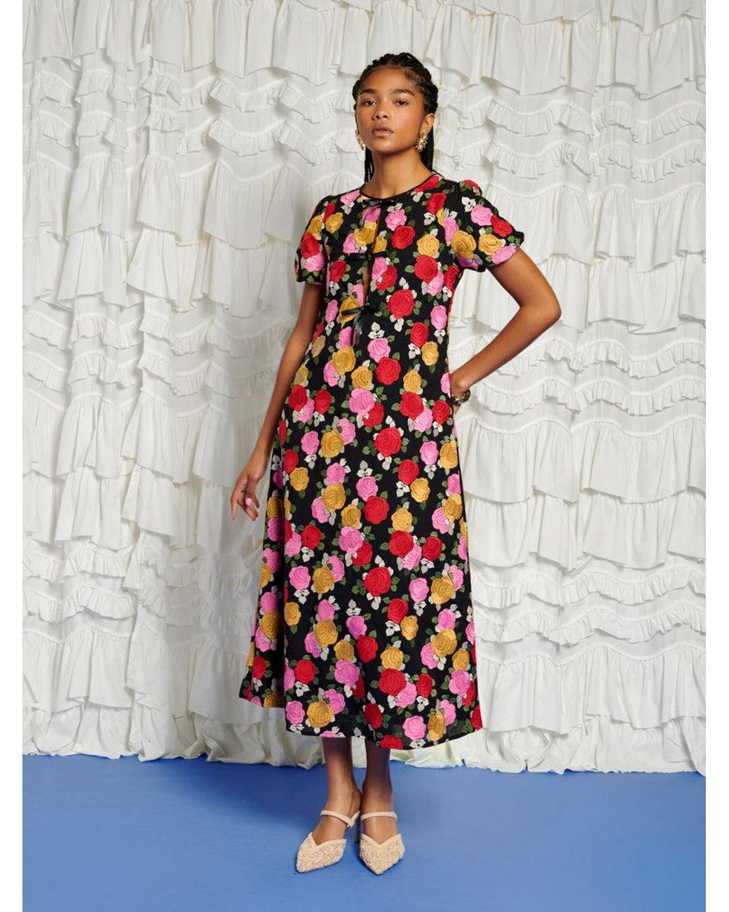 Sister Jane White Dream In Bloom Embroidery Midi Dress