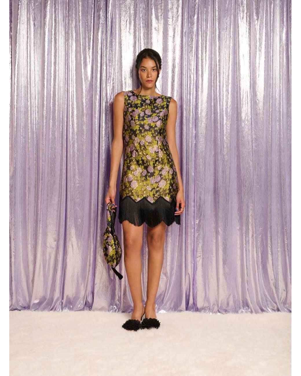 Sister Jane Purple Alexis Jacquard Mini Dress