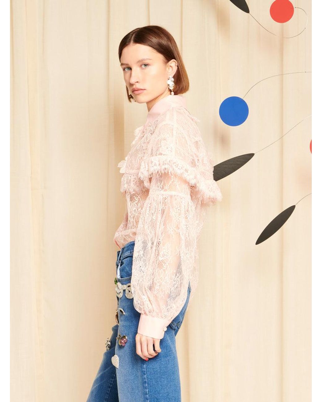 Sister Jane Blue Dream Rose Lace Collar Blouse