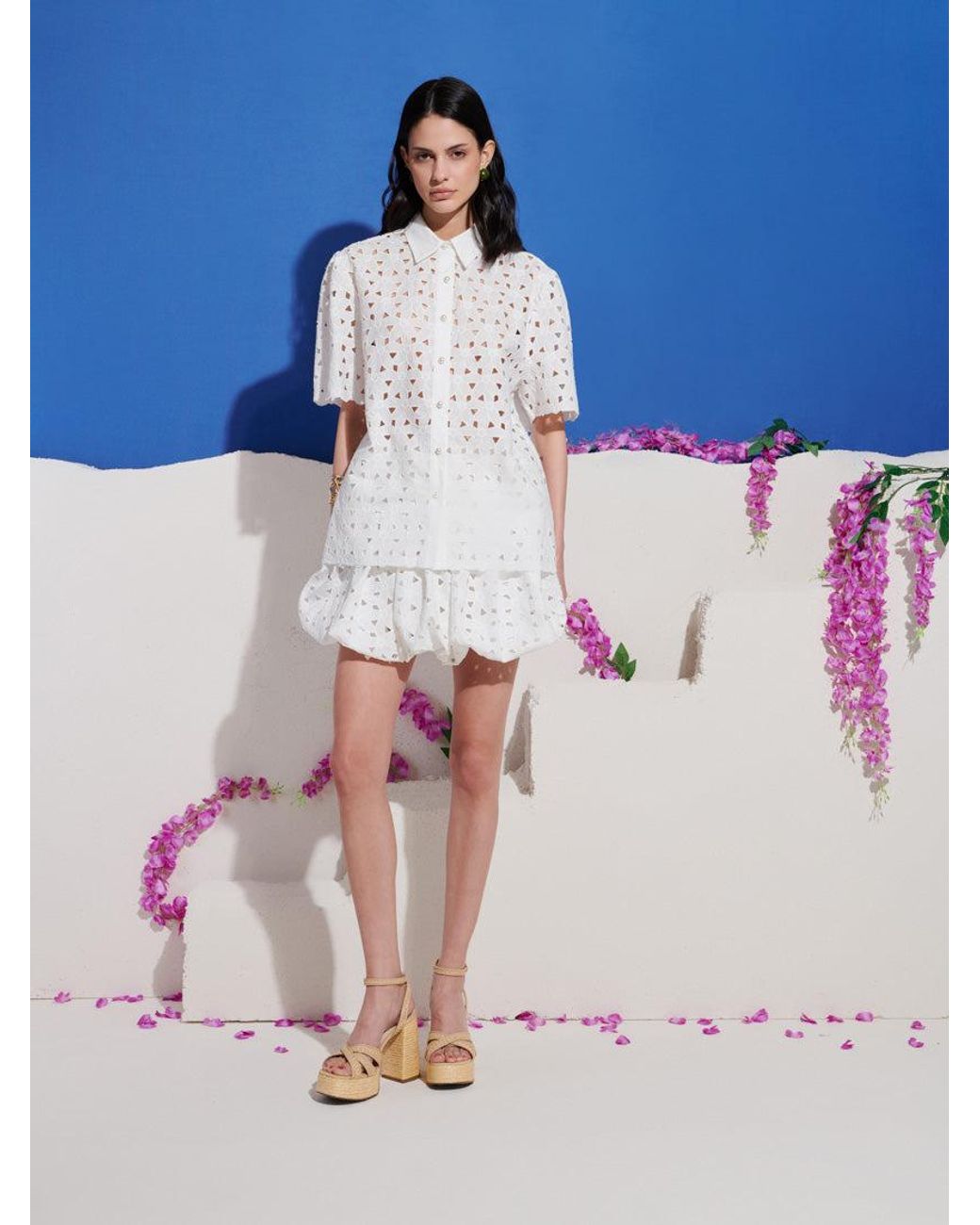 Sister Jane Gray Dream Thyme Cut Work Bubble Skirt