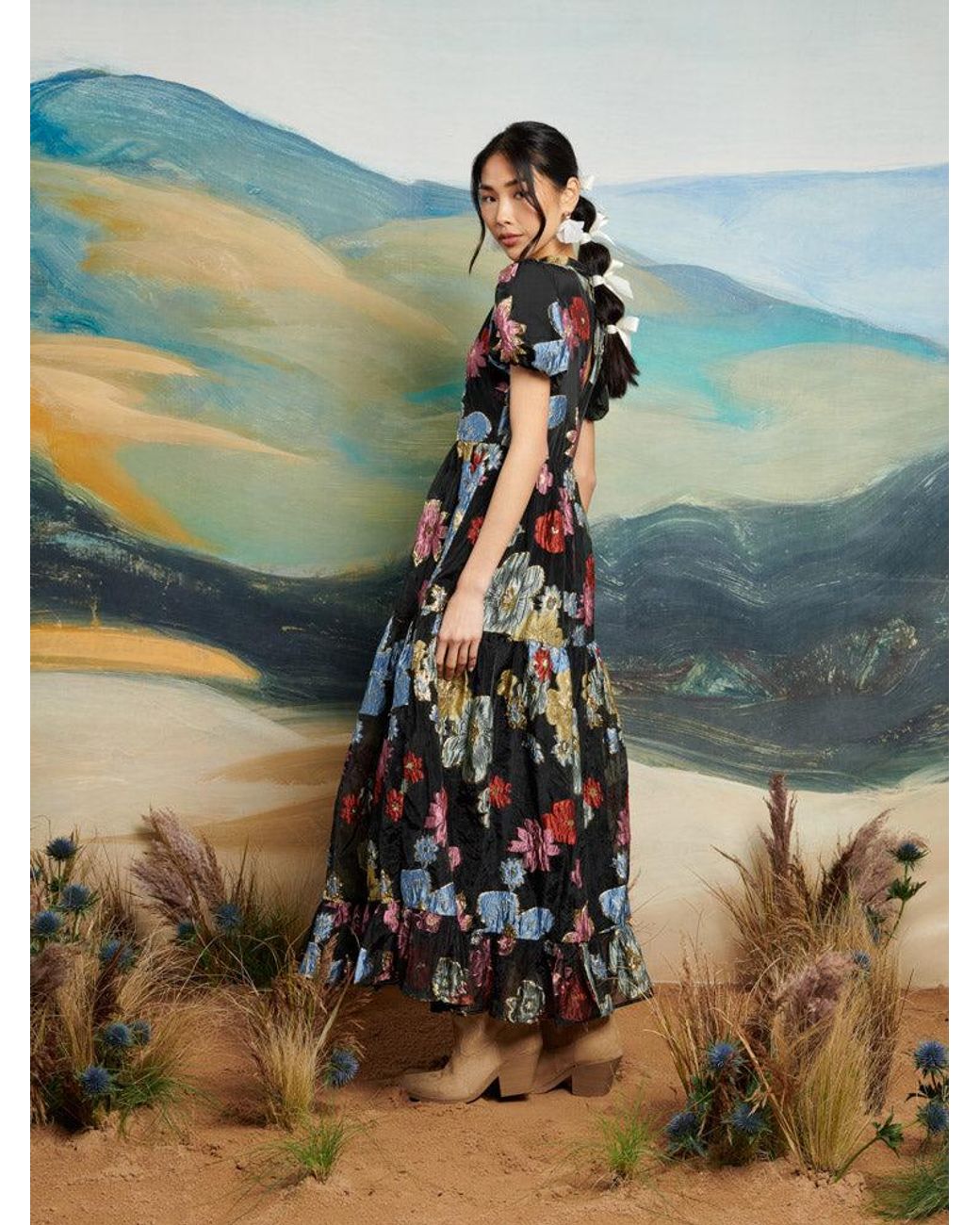 Sister Jane Dream Poetic Jacquard Midi Dress in Blue | Lyst