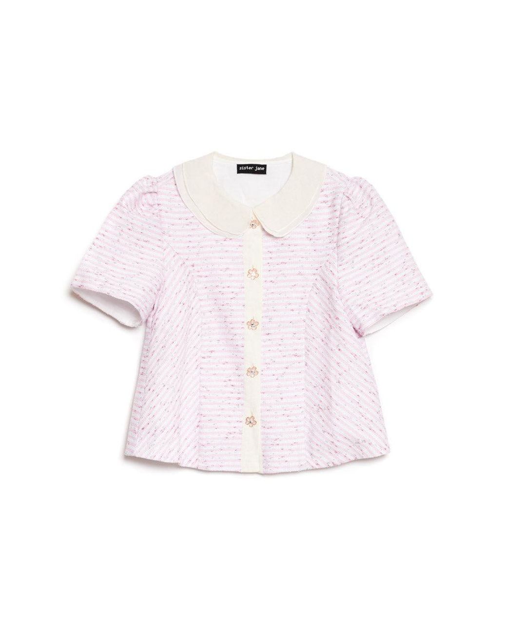 Sister Jane White Glisten Tweed Top