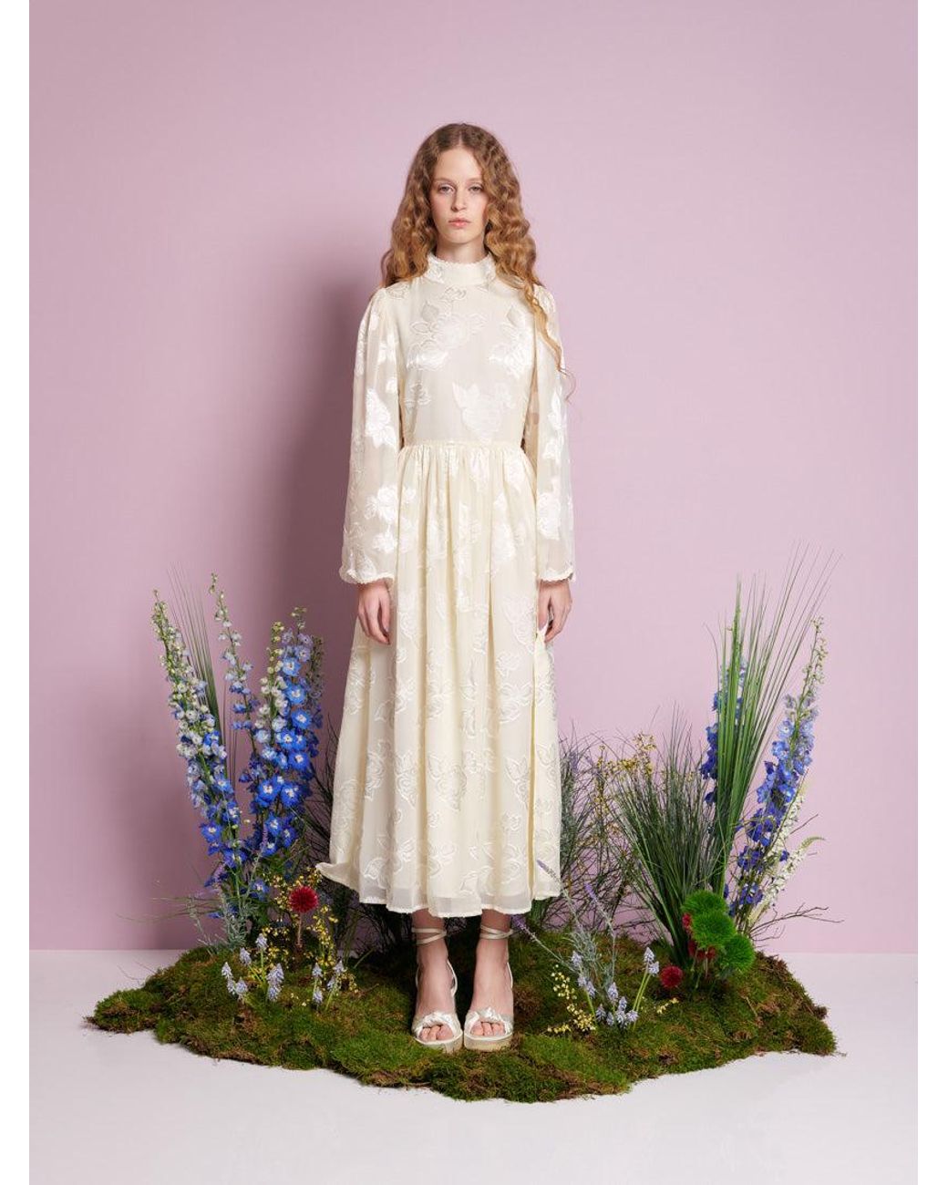 sister jane dandelion midi dress in cream Sister Jane Dandelion Midi Dress in Pink