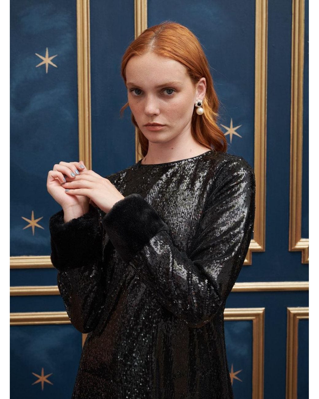 Sister Jane Blue Palais Sequin Midi Dress