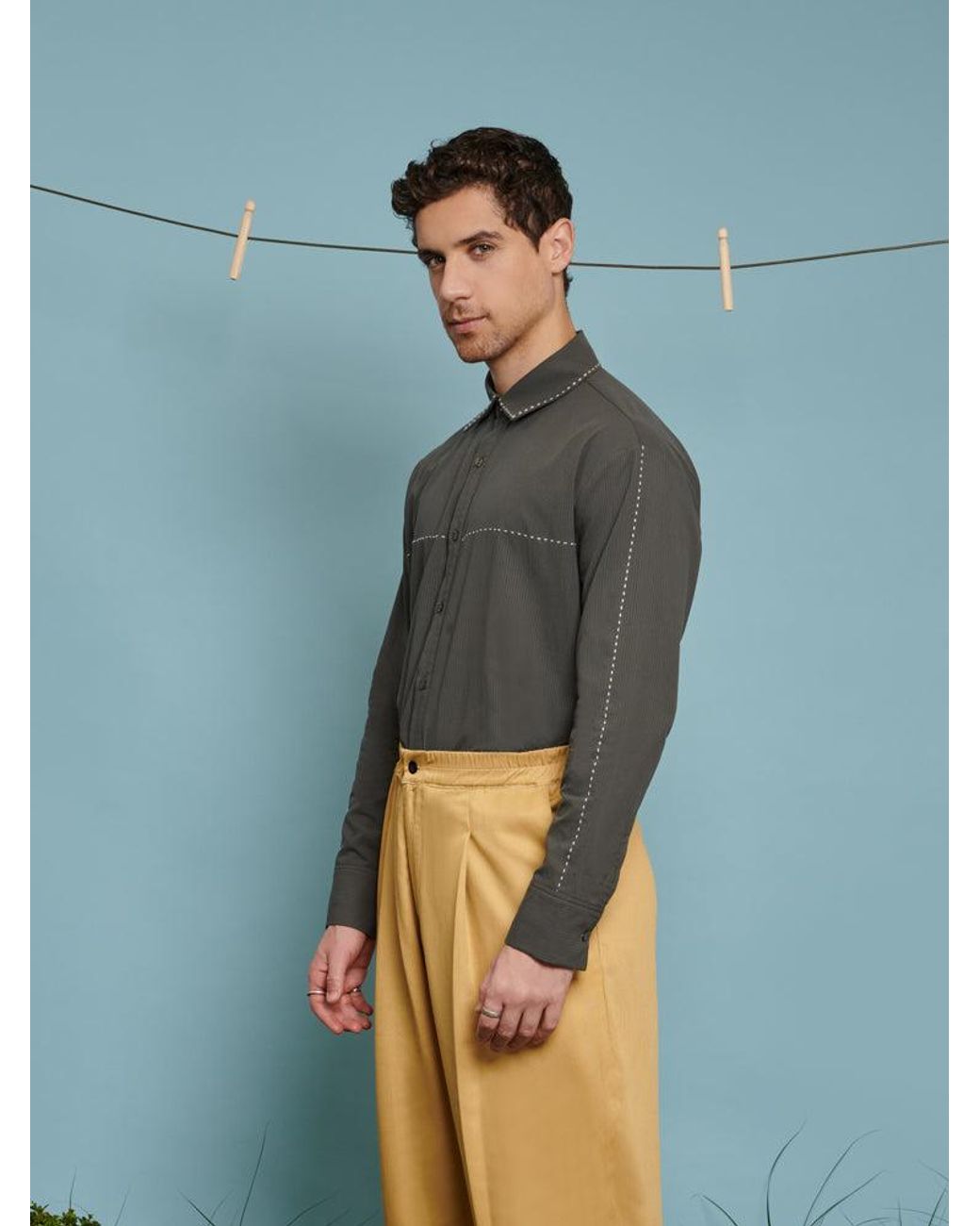 Sister Jane Gray Norma Stitch Detail Shirt