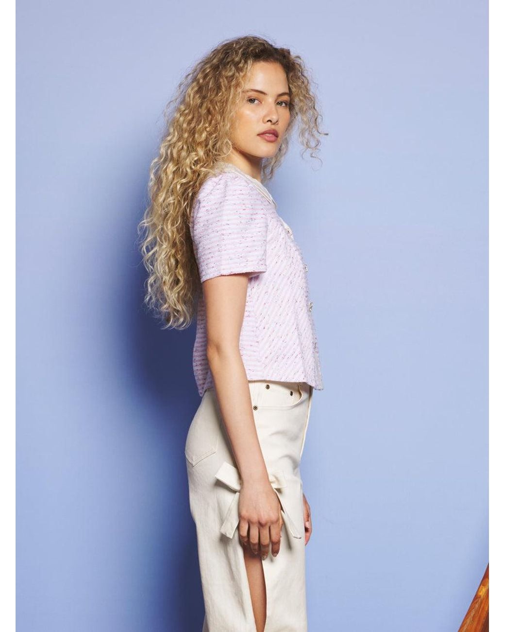 Sister Jane White Glisten Tweed Top