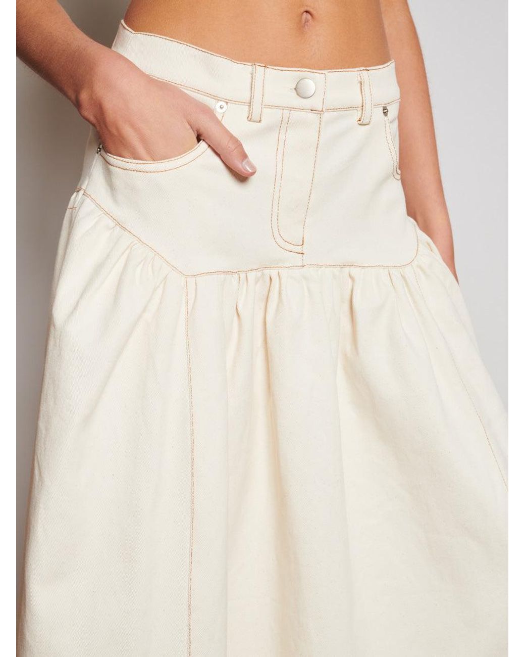 Sister Jane White Ghospell Quincey Drill Midi Skirt