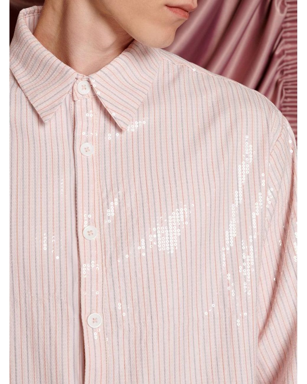 Sister Jane Pink Rowan Sequin Stripe Shirt