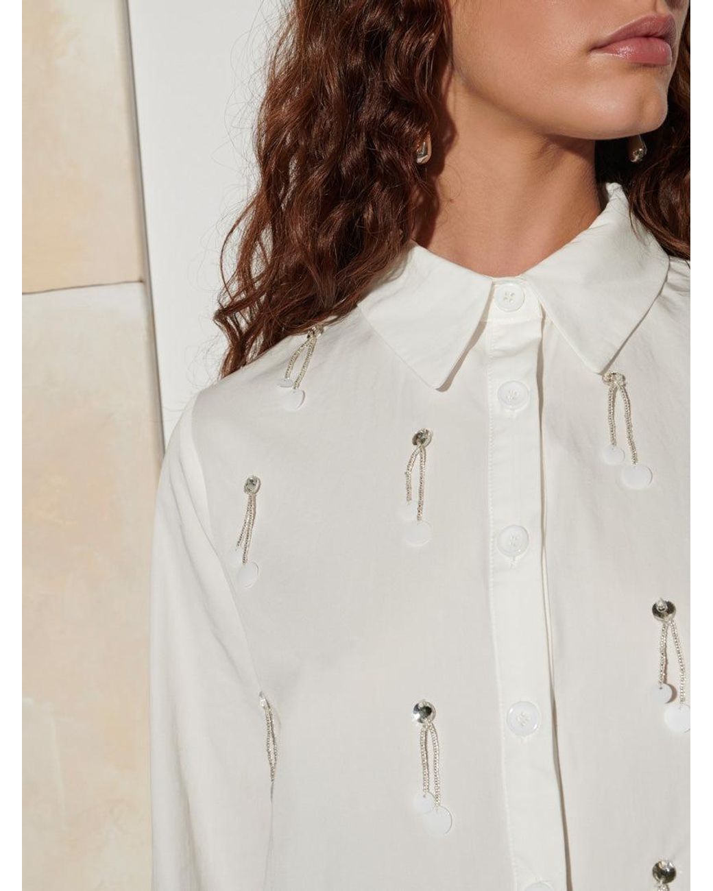 Sister Jane White Ghospell Augusta Embellished Shirt