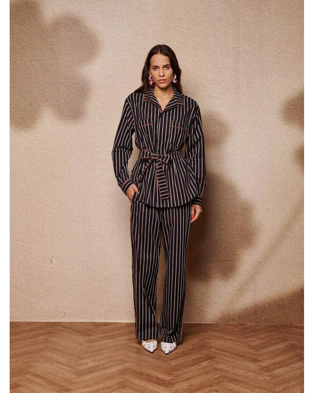 Sister Jane Brown Wisp Stripe Pyjama Shirt