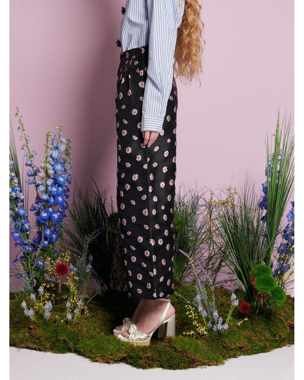 Sister Jane Multicolor Rose Bells Jacquard Trousers