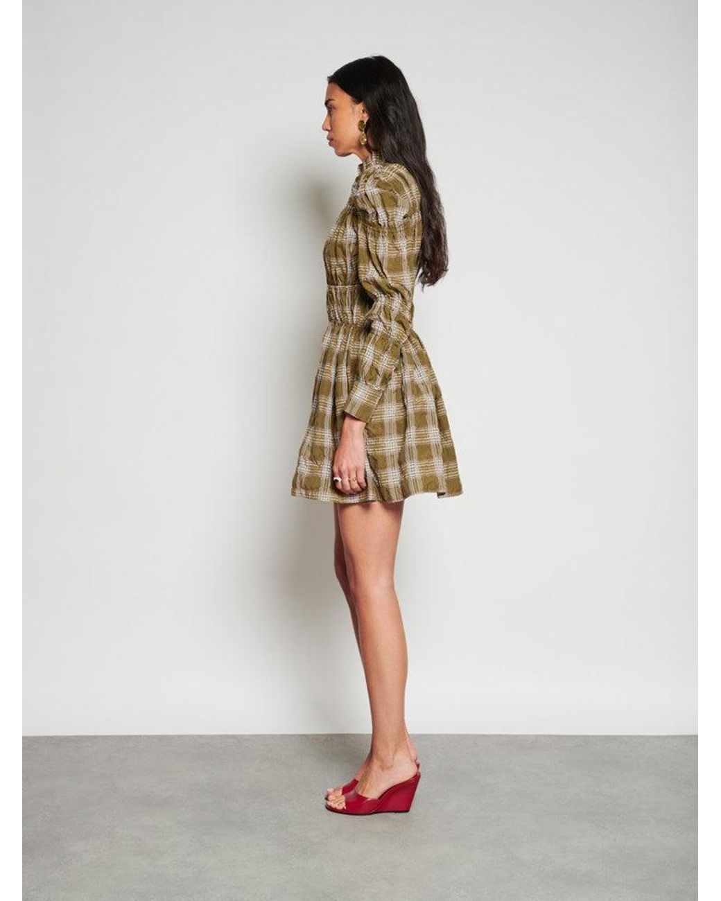 Sister Jane Green Ghospell Fern Check Ruched Mini Dress