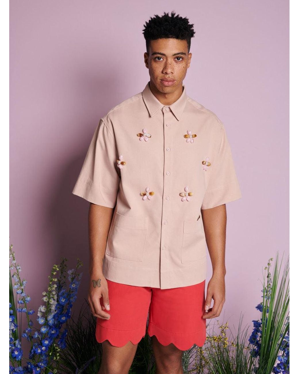 Sister Jane Red Glen Beaded Boxy Shirt