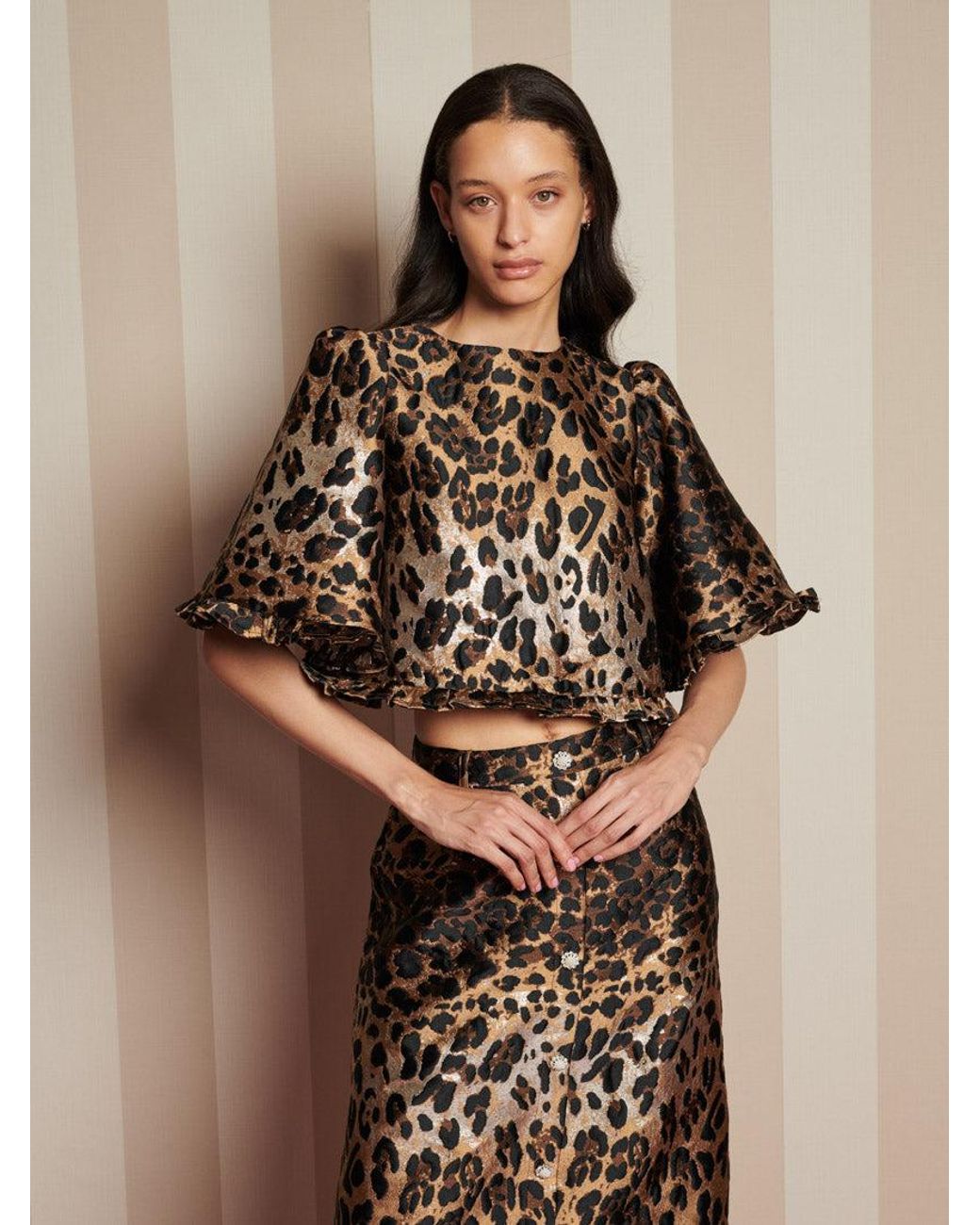 Sister Jane Brown Suite Leopard Jacquard Top