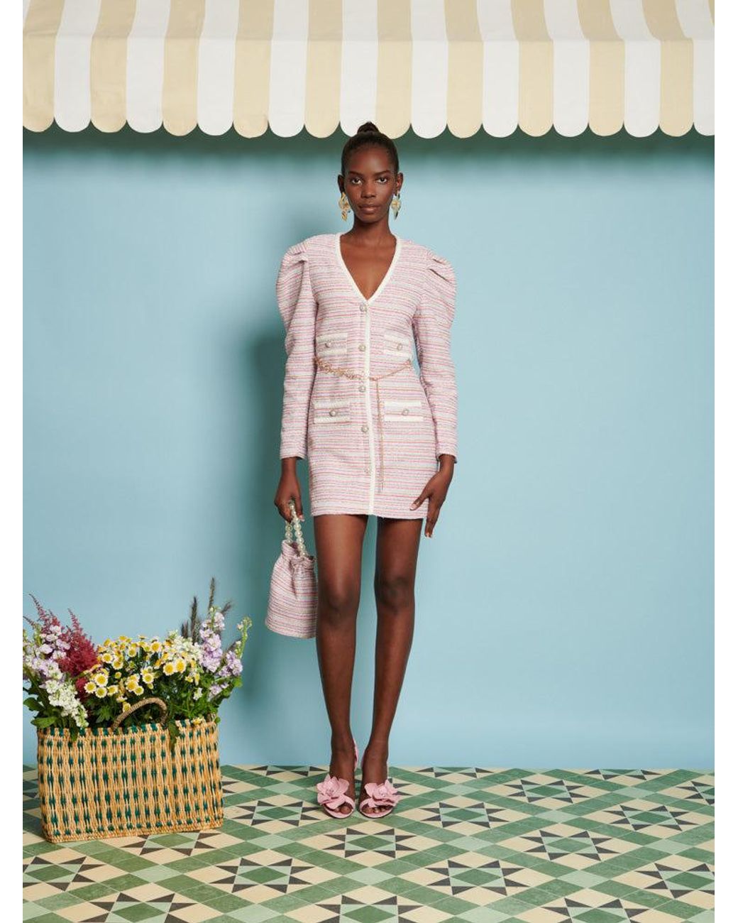 Sister Jane Blue Dream Honeydew Tweed Mini Dress