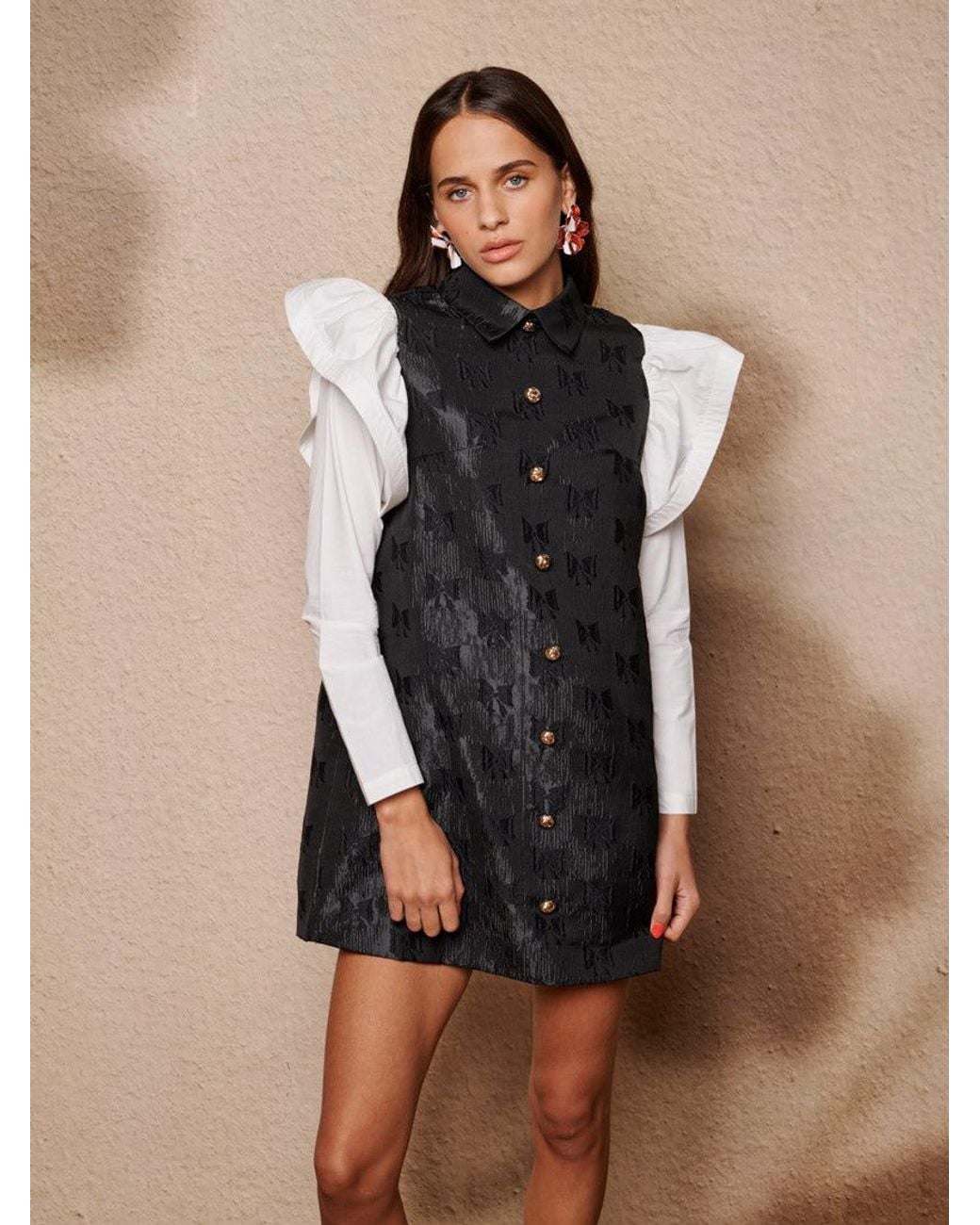 Sister Jane Black Afterglow Ruffle Mini Dress