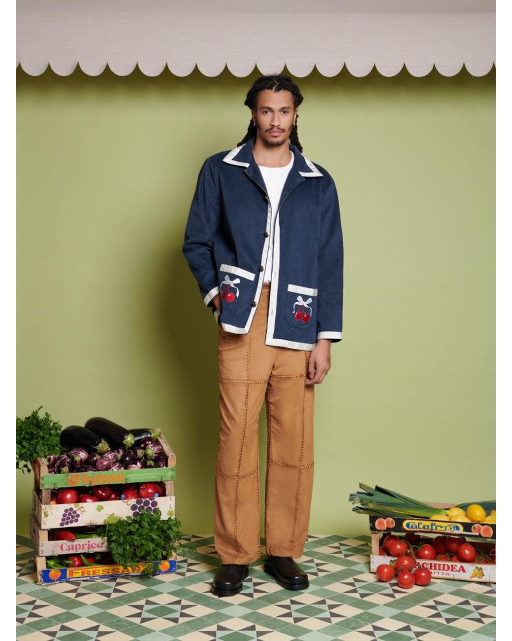 Sister Jane Green Clay Patchwork Trousers