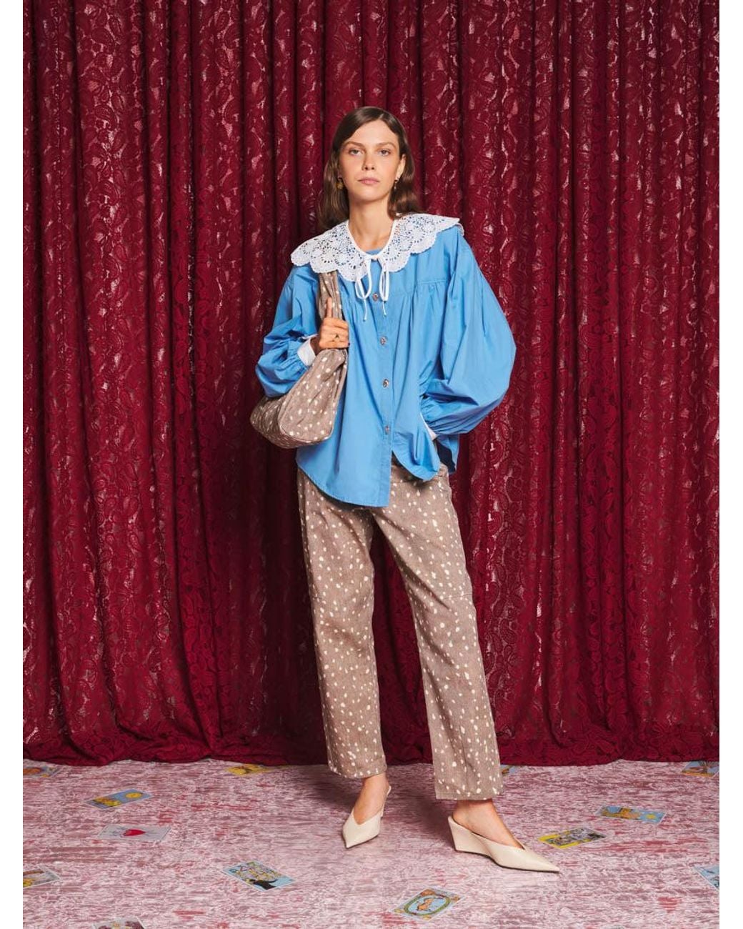 Sister Jane Red Azurite Collar Blouse