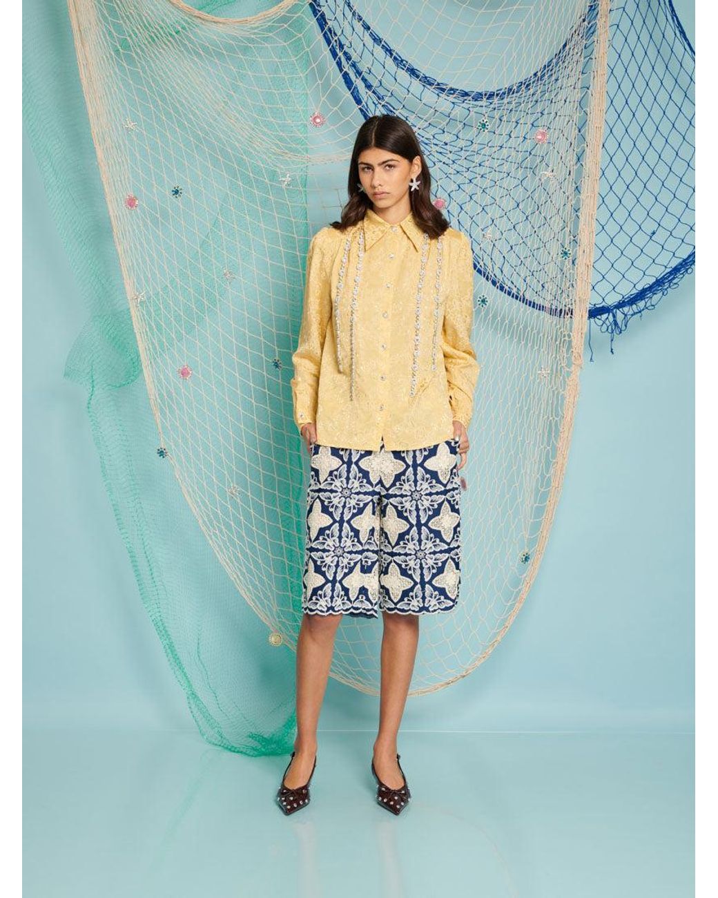 Sister Jane Blue Dream Varuna Embroidered Shorts