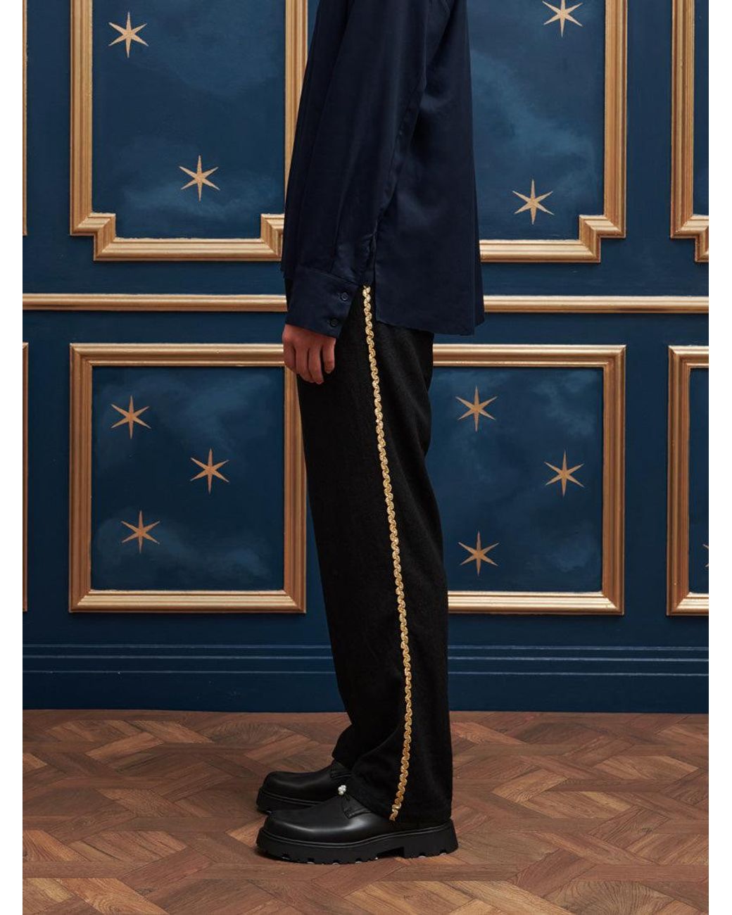 Sister Jane Blue Dylan Sequin Trim Trousers