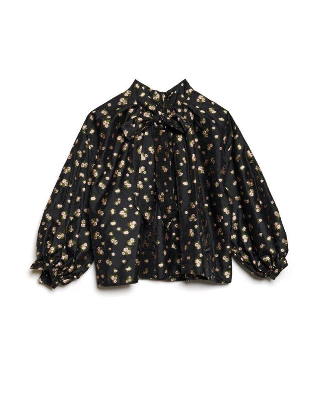Sister Jane Brown Dream Tea Rose Jacquard Bow Blouse