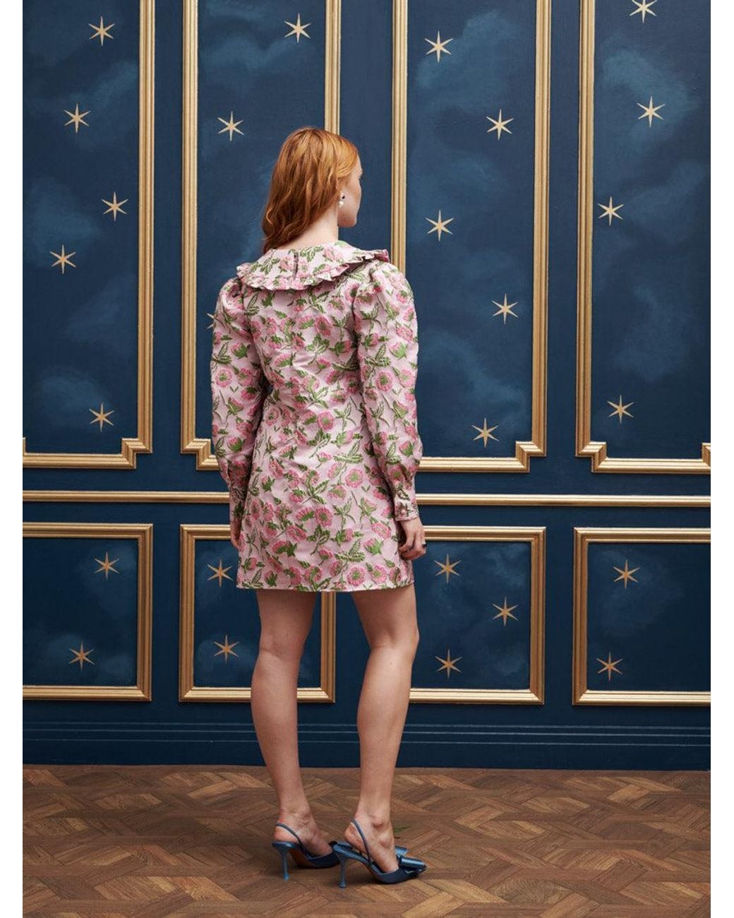 Sister Jane Blue Elsa Jacquard Mini Dress