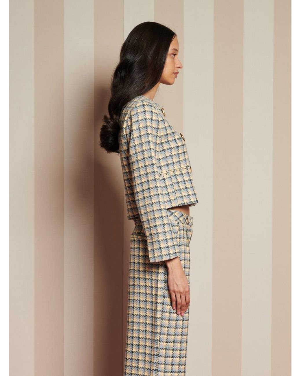 Sister Jane Brown Nook Check Double Breasted Jacket