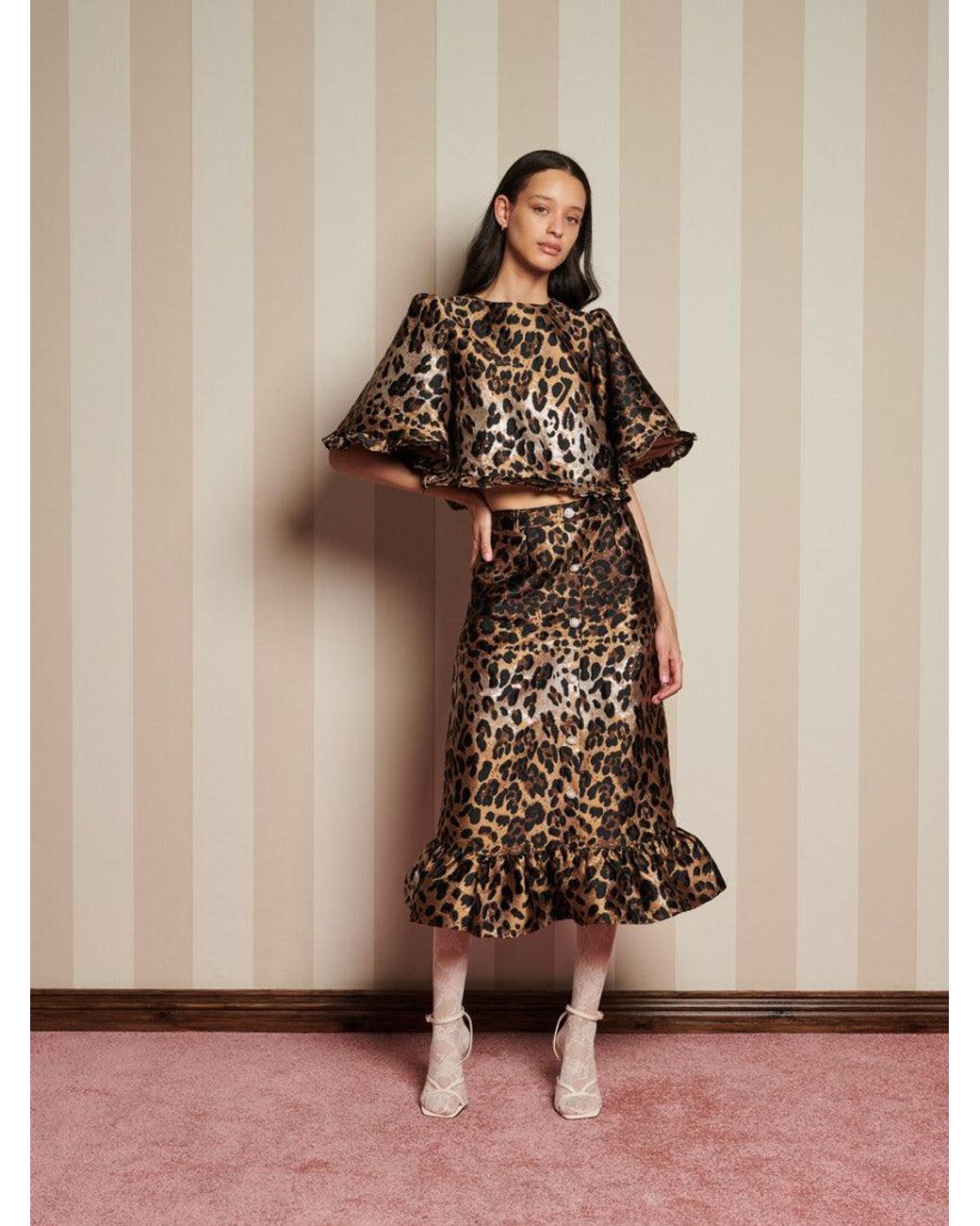 Sister Jane Brown Suite Leopard Jacquard Top