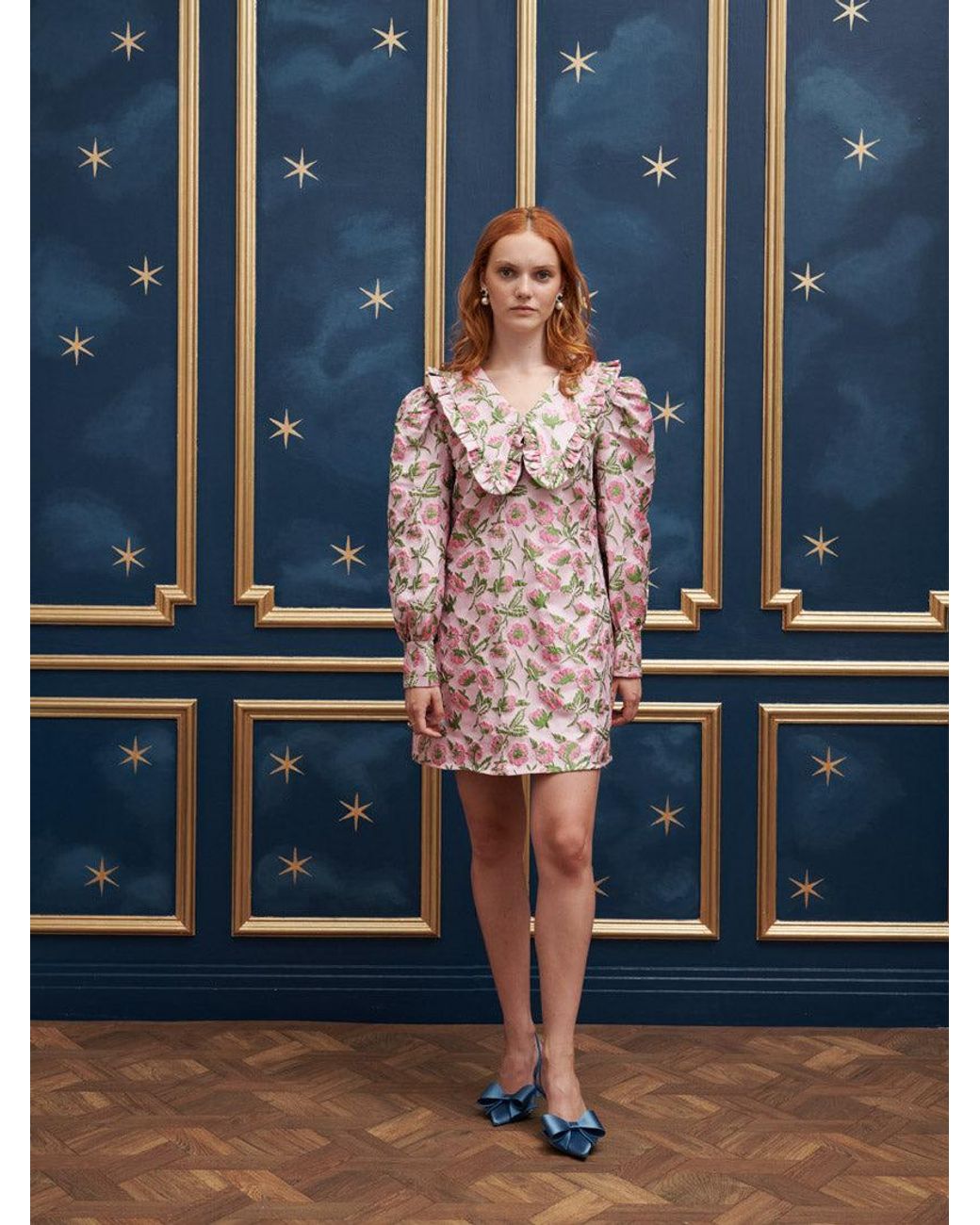Sister Jane Blue Elsa Jacquard Mini Dress