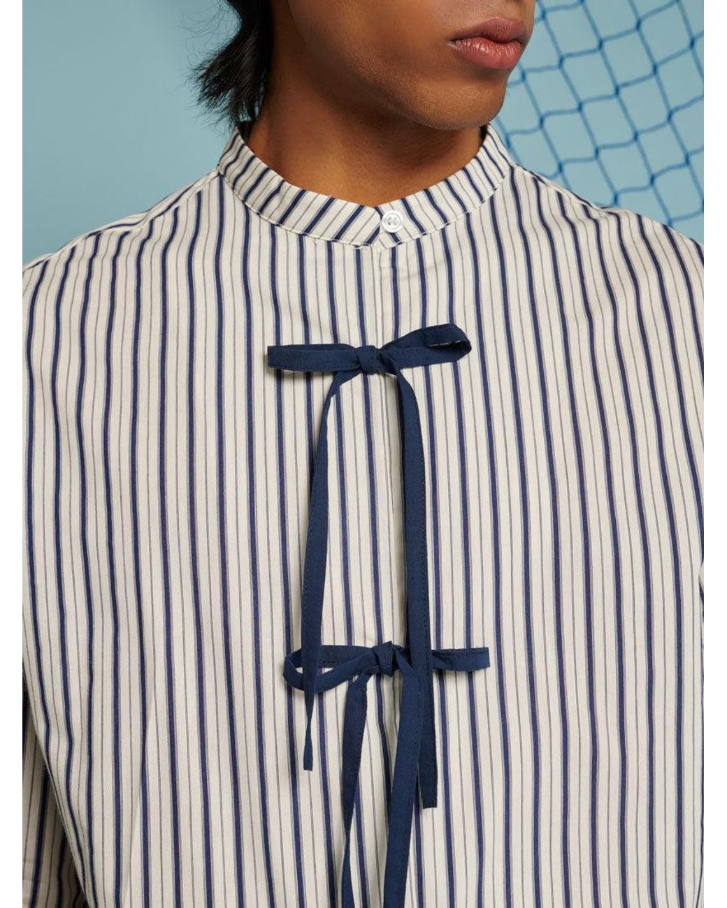 Sister Jane Blue Howard Stripe Bow Shirt