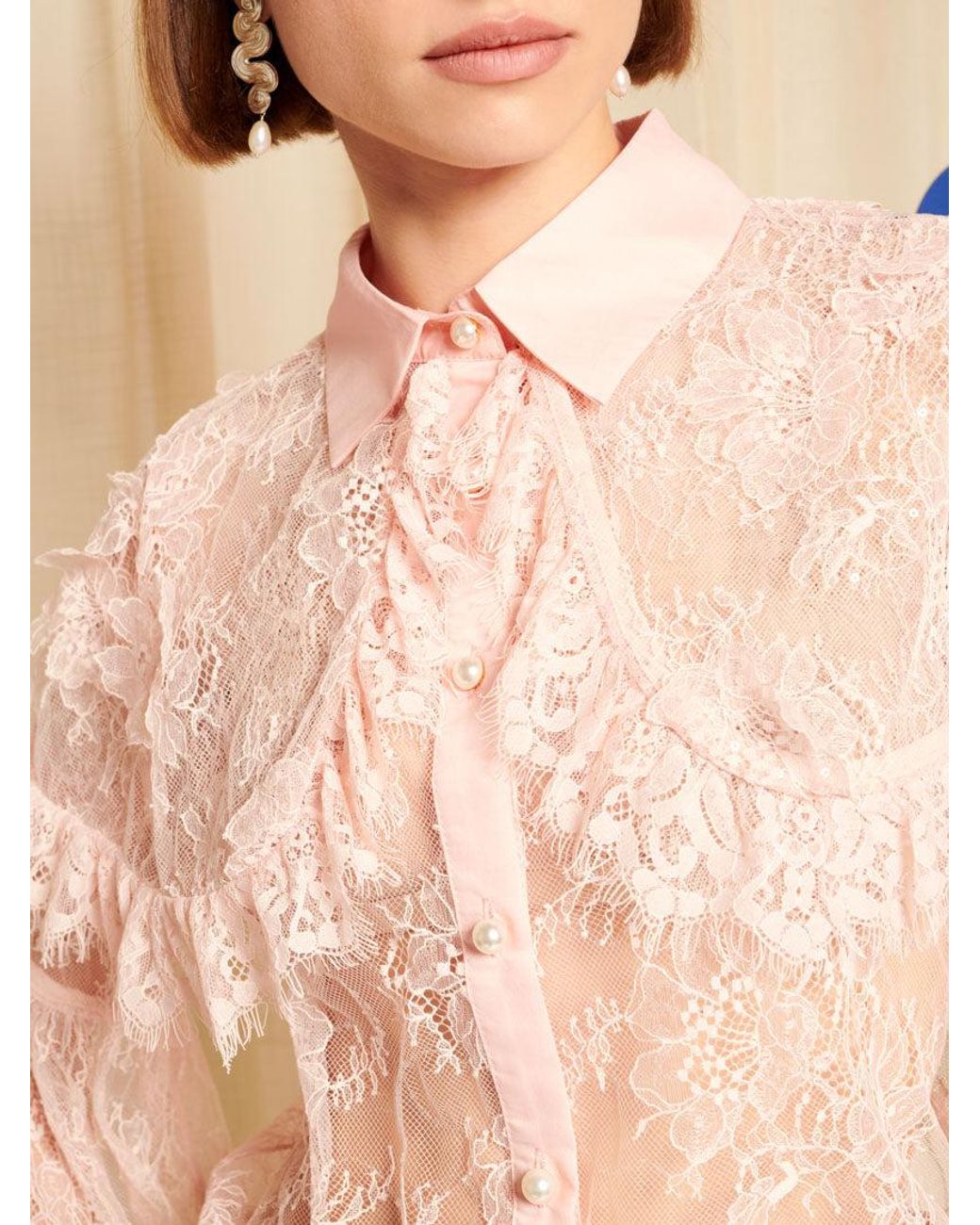 Sister Jane Blue Dream Rose Lace Collar Blouse