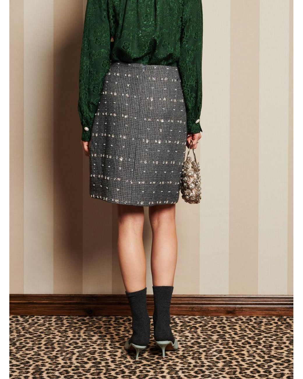 Sister Jane Green Dream Parlour Tweed Midi Skirt