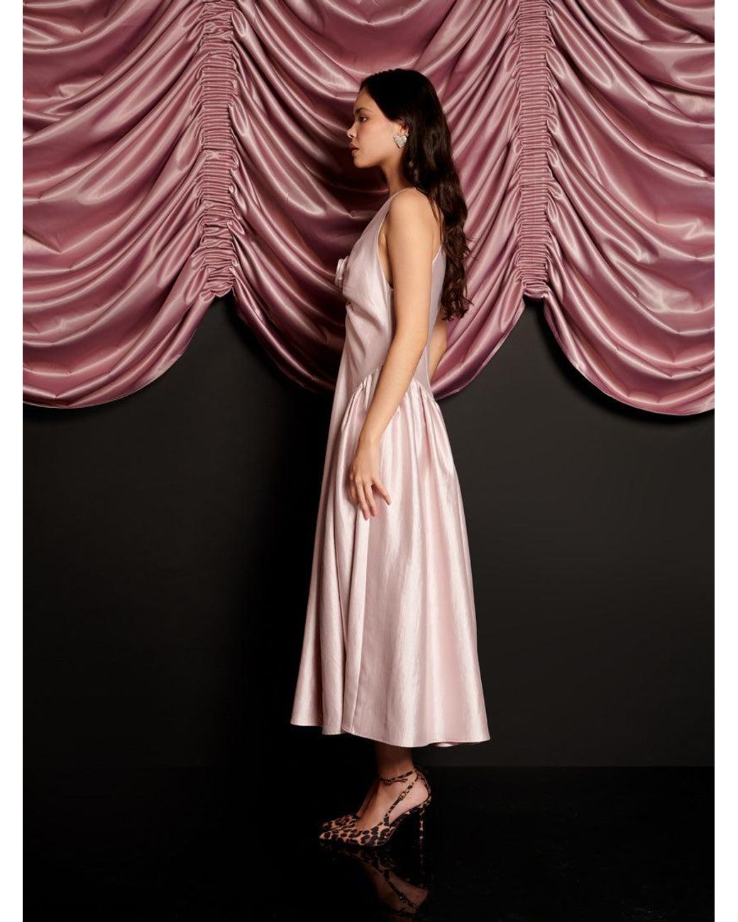 Sister Jane Black Muse Taffeta Midi Dress