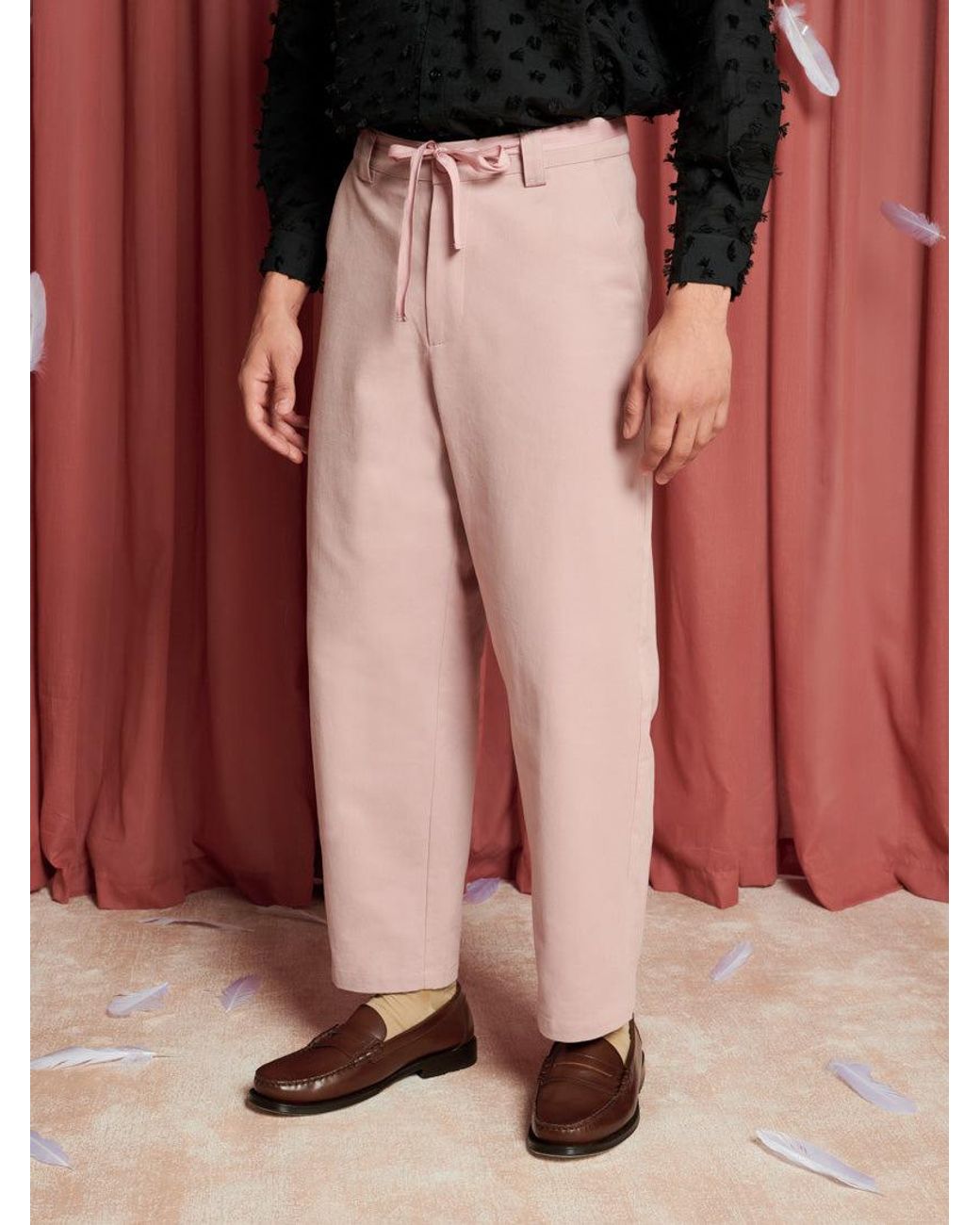 Sister Jane Pink Crane Waist Tie Trousers