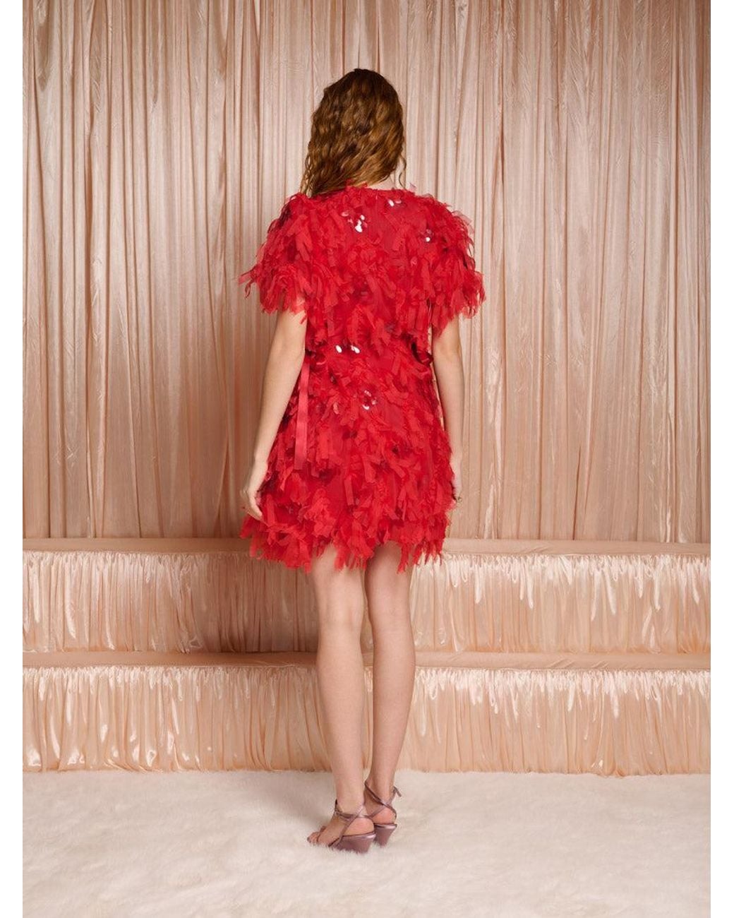Sister Jane Red Dream Spectacle Texture Mini Dress