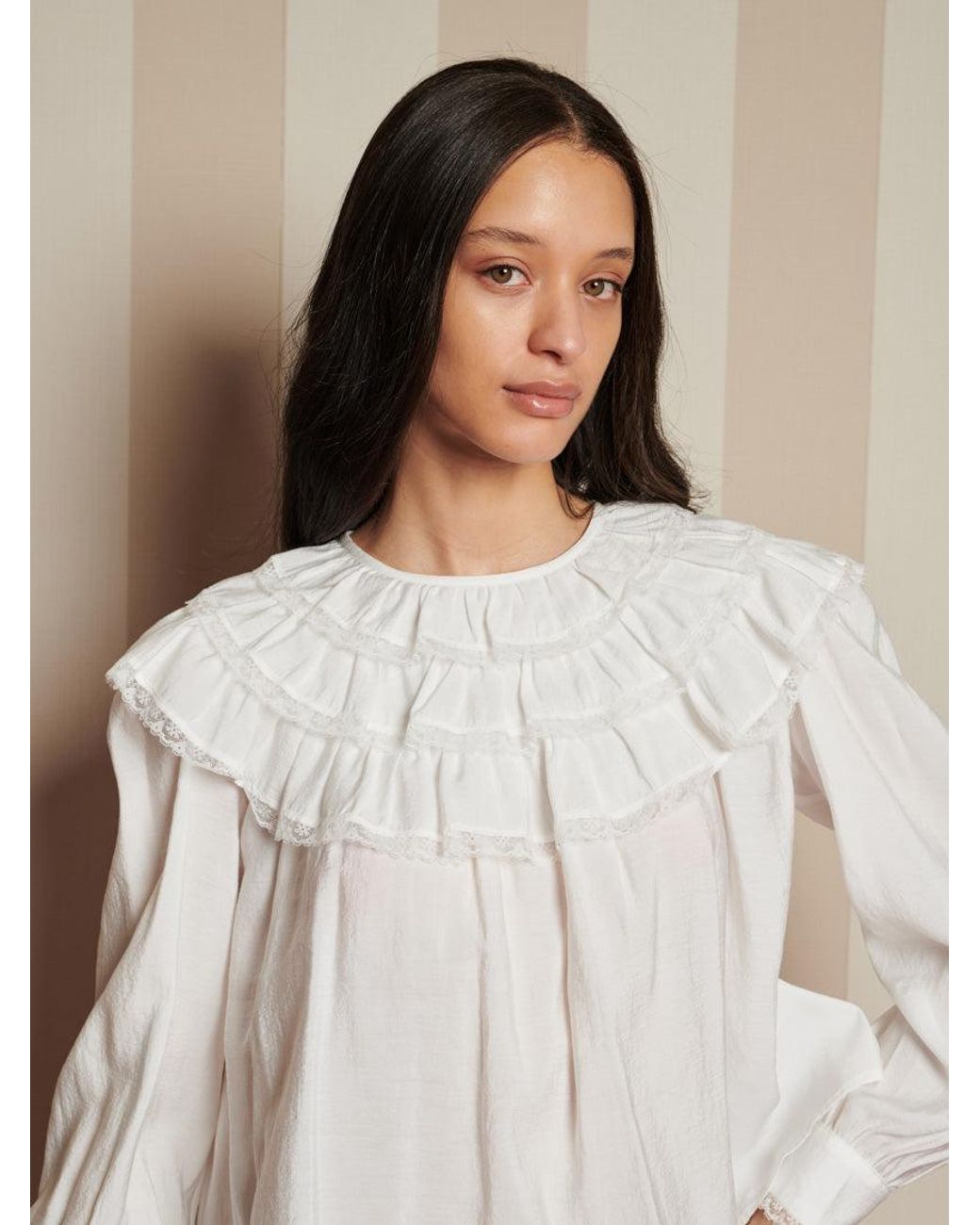 Sister Jane White Chamber Ruffle Top