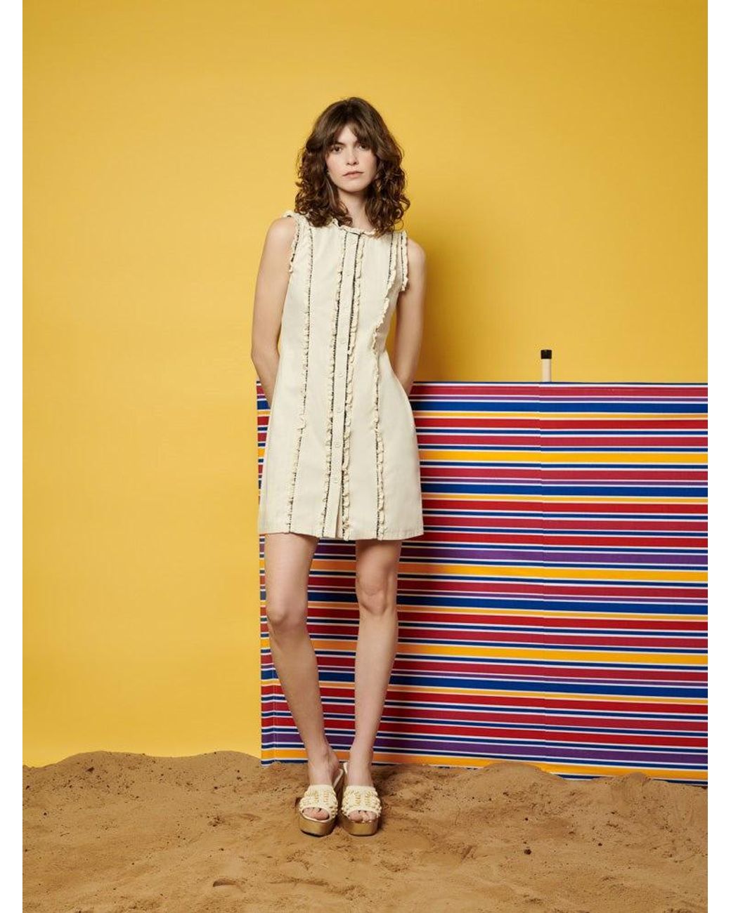 Sister Jane Yellow Ghospell Donna Trimmed Mini Dress