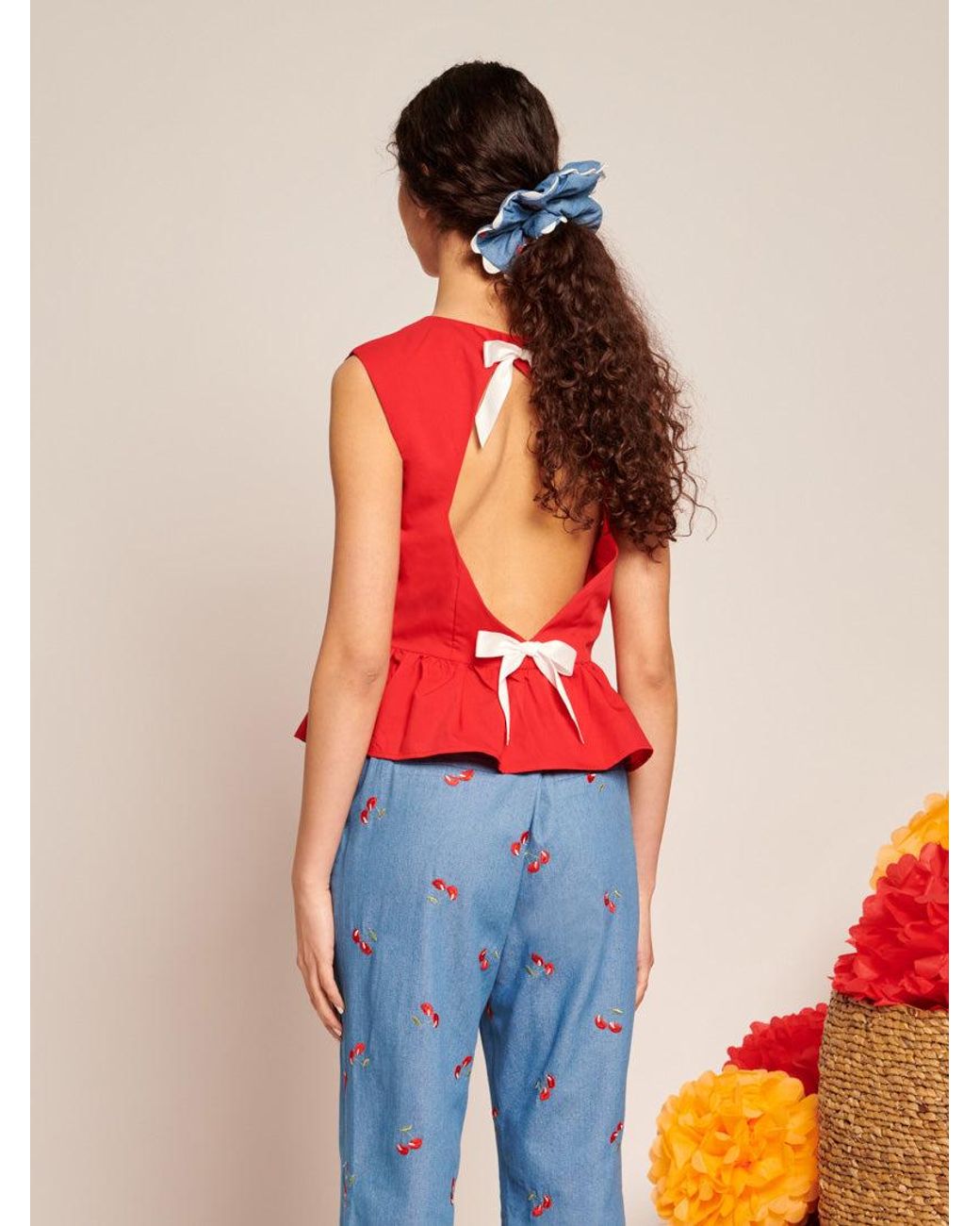 Sister Jane Red Carmen Open Back Top